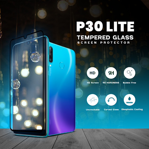 1-Pack HUAWEI P30 LITE Skærmbeskyttelse - Hærdet Glas 9H - Super kvalitet 3D