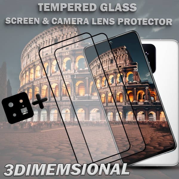 2-Pack XIAOMI 13 Skärmskydd & 1-Pack linsskydd - Härdat Glas 9H - Super kvalitet 3D