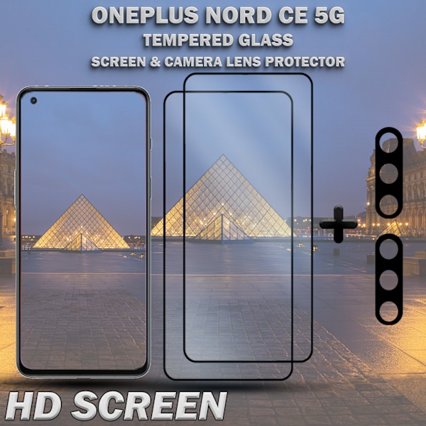 2-Pack OnePlus Nord CE 5G & 2-Pack linsskydd - Härdat Glas 9H - Super kvalitet 3D