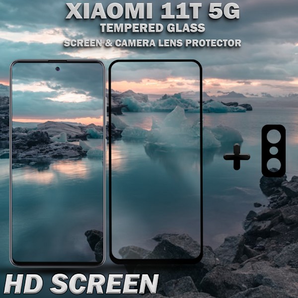 1-Pack XIAOMI 11T Skærmbeskyttelse & 1-Pack linsebeskyttelse - Hærdet Glas 9H - Super kvalitet 3D