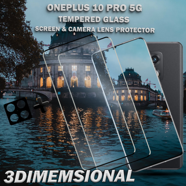 2-Pack OnePlus 10 Pro 5G & 1-Pack linsskydd - Härdat Glas 9H - Super kvalitet 3D