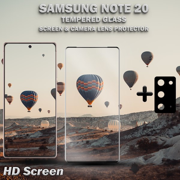 1-Pack SAMSUNG NOTE 20 Skærmbeskyttelse & 1-Pack linsebeskyttelse - Hærdet Glas 9H - Super kvalitet 3D