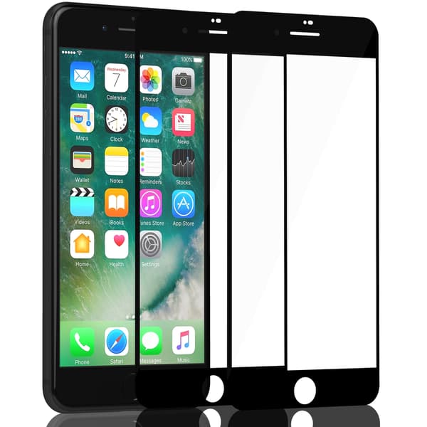 2-Pack Iphone 7 Plus Black Skärmskydd - Härdat Glas 9H - Super kvalitet 3D