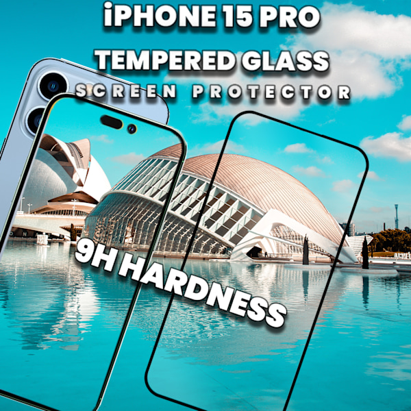 1-Pack IPHONE 15 PRO Näytönsuoja - Karkaistu Lasi 9H - Super laatu 3D