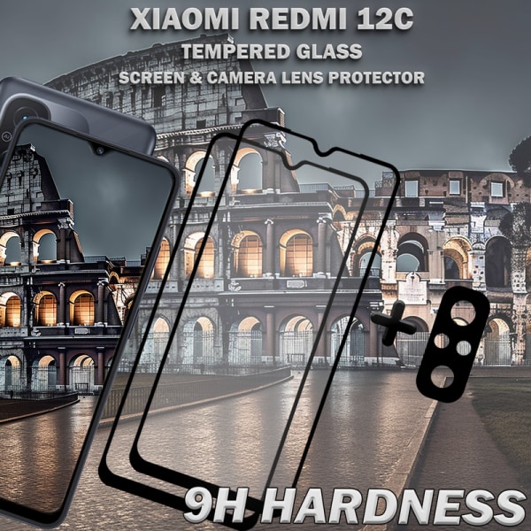 2-Pack XIAOMI REDMI 12C Skärmskydd & 1-Pack linsskydd - Härdat Glas 9H - Super kvalitet 3D