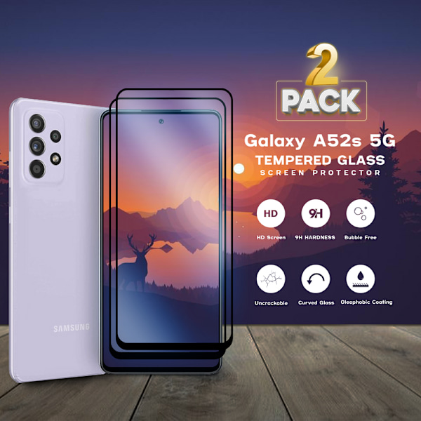 2-Pack SAMSUNG GALAXY A52S Näytönsuoja - Karkaistu Lasi 9H - Super laatu 3D