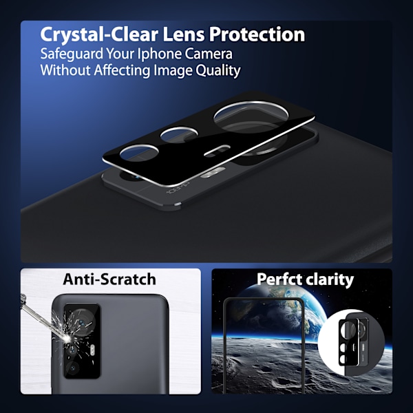 1-Pack Xiaomi 12T Skärmskydd & 1-Pack linsskydd - Härdat Glas 9H - Super kvalitet 3D