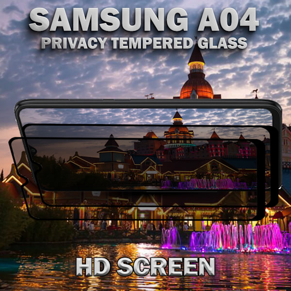 2-Pack Privacy Skärmskydd For Samsung A04 - Härdat Glas 9H - Super Kvalitet 3D