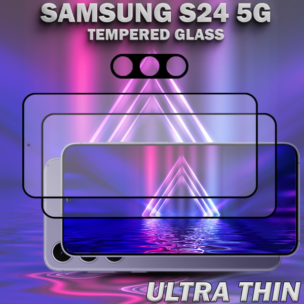 2-Pack SAMSUNG S24 5G Skärmskydd & 1-Pack linsskydd - Härdat Glas 9H - Super kvalitet 3D