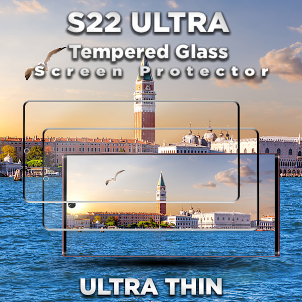 2-Pack SAMSUNG S22 ULTRA Näytönsuoja - Karkaistu Lasi 9H - Super laatu 3D
