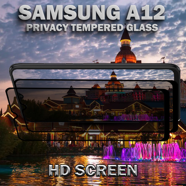 2-Pack Privacy Skärmskydd For Samsung A12 - Härdat Glas 9H - Super Kvalitet 3D