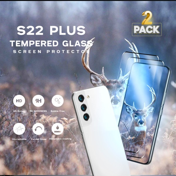 2 Pack - Samsung S22 PLUS - 9H Härdat Glass - 3D Super Kvalitet