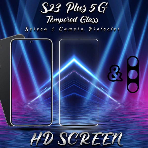 1-Pack Samsung S23 Plus 5G Skärmskydd & 1-Pack linsskydd - Härdat Glas 9H - Super kvalitet 3D