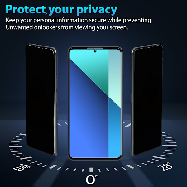 2-Pack Xiaomi Redmi Note 13 Privacy Näytönsuoja - Karkaistu Lasi 9H - Super laatu 3D