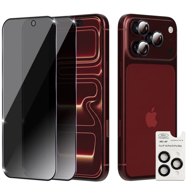 2-Pack iPhone 18 Pro Privacy Skärmskydd & 1-Pack linsskydd - Härdat Glas 9H - Super kvalitet 3D iPhone 18 Pro