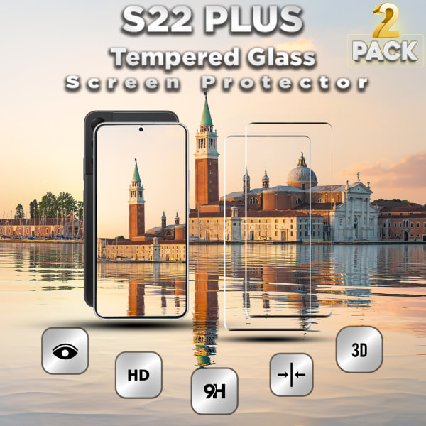 2-Pack Samsung S22 Plus Skärmskydd - 9H Härdat Glass - 3D Super Kvalitet
