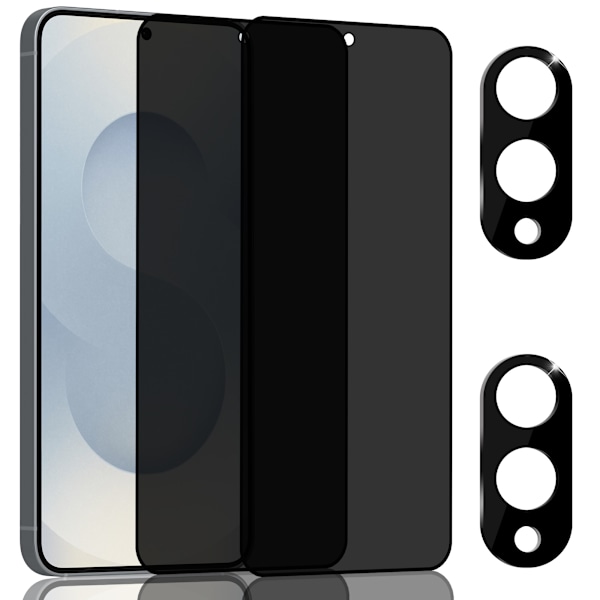 2-Pack Samsung S25 Edge Privacy Skærmbeskyttelse & 2-Pack linsebeskyttelse - Hærdet Glas 9H - Super kvalitet 3D