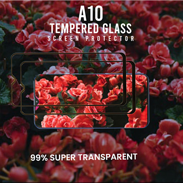 2-Pack Samsung Galaxy A10 -Härdat Glas 9H-Super Kvalitet 3D