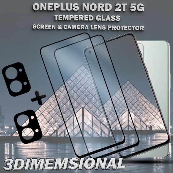 2-Pack ONEPLUS NORD 2T Skærmbeskyttelse & 2-Pack linsebeskyttelse - Hærdet Glas 9H - Super kvalitet 3D
