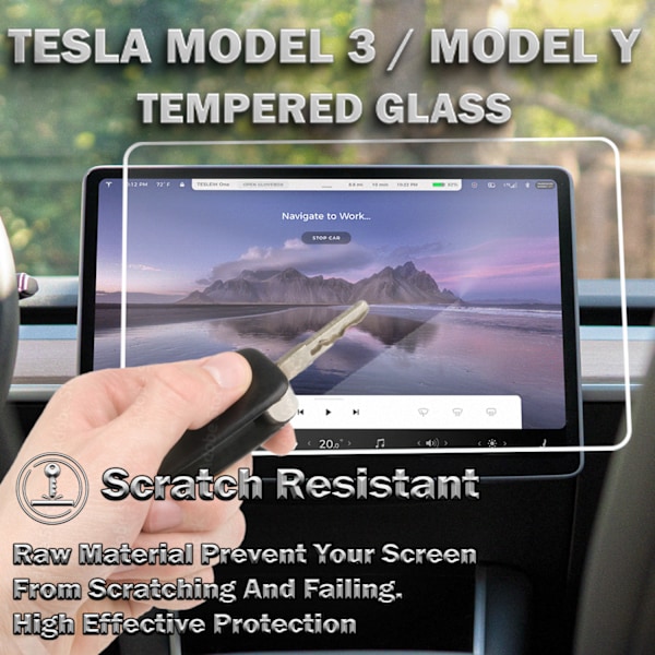 1-Pack Skärmskydd For Tesla Model Y - Härdat Glas 9H - Super Kvalitet