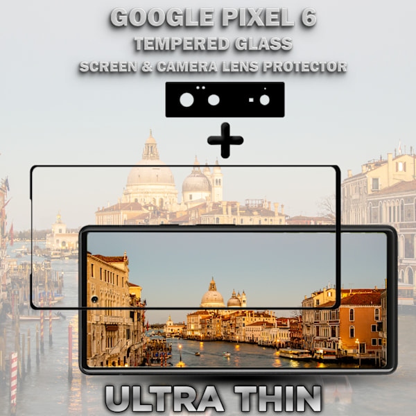 1-Pack GOOGLE PIXEL 6 Skærmbeskyttelse & 1-Pack linsebeskyttelse - Hærdet Glas 9H - Super kvalitet 3D