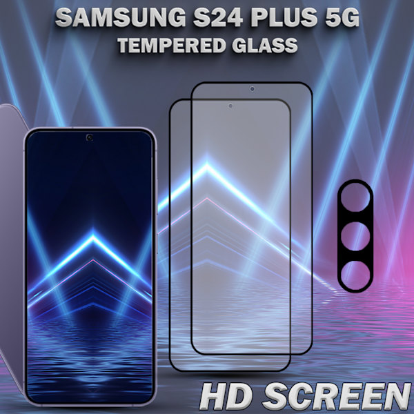 2-Pack SAMSUNG S24 PLUS 5G Skärmskydd & 1-Pack linsskydd - Härdat Glas 9H - Super kvalitet 3D