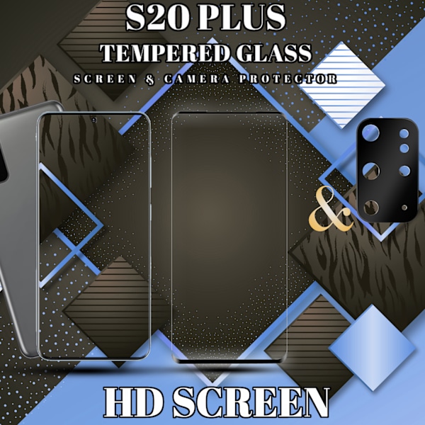 1-Pack SAMSUNG S20 PLUS Skærmbeskyttelse & 1-Pack linsebeskyttelse - Hærdet Glas 9H - Super kvalitet 3D