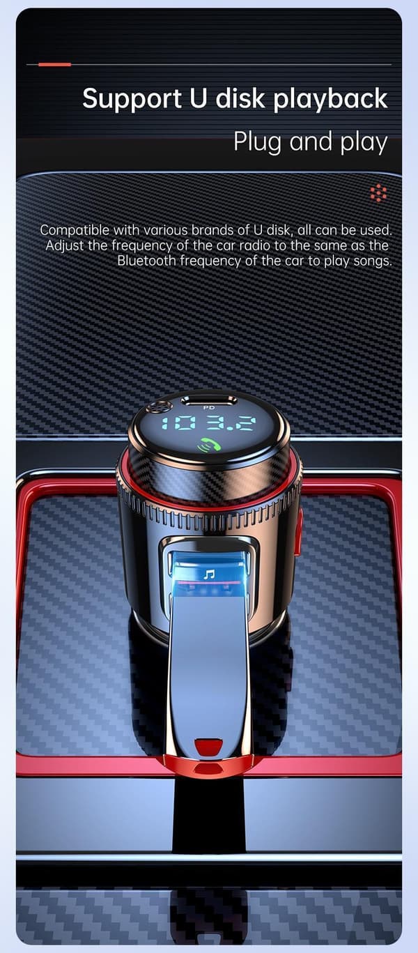 Bluetooth FM-autoadapteri 30W PD ja QC3.0 kaksois-USB-latauksella