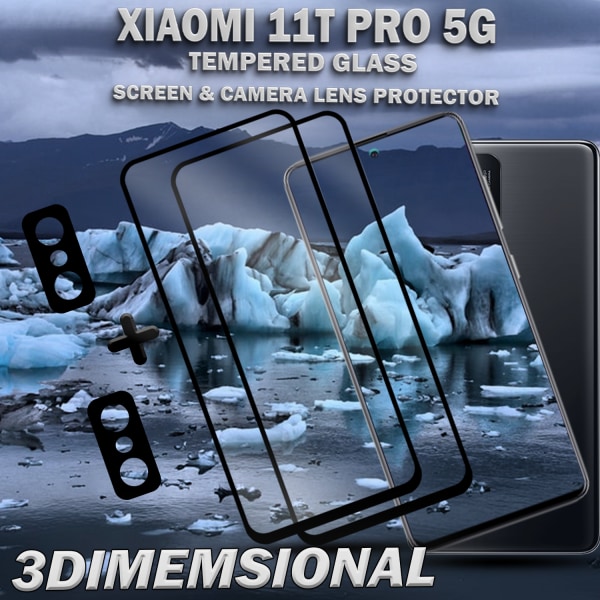 2-Pack Xiaomi 11T Pro (5G) Skärmskydd & 2-Pack linsskydd - Härdat Glas 9H - Super kvalitet 3D