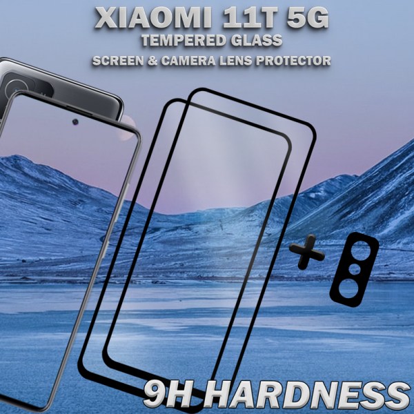 2-Pack Xiaomi 11T 5G Skärmskydd & 1-Pack linsskydd - Härdat Glas 9H - Super kvalitet 3D