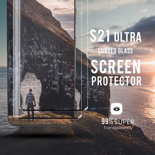 2-Pack GALAXY S21 ULTRA Skærmbeskyttelse - Hærdet Glas 9H - Super kvalitet 3D