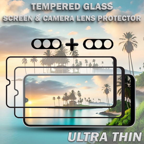 2-Pack SAMSUNG A24 5G Skärmskydd & 2-Pack linsskydd - Härdat Glas 9H - Super kvalitet 3D