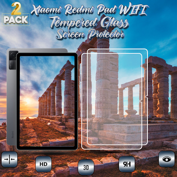 2-Pack XIAOMI REDMI PAD (WIFI) Skærmbeskyttelse - Hærdet Glas 9H - Super kvalitet 3D