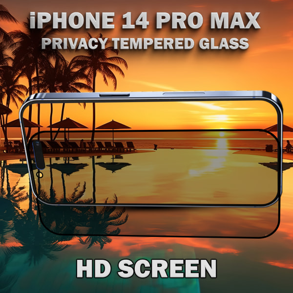 1-Pack Privacy Skärmskydd For iPhone 14 Pro Max - Härdat Glas 9H - Super Kvalitet 3D