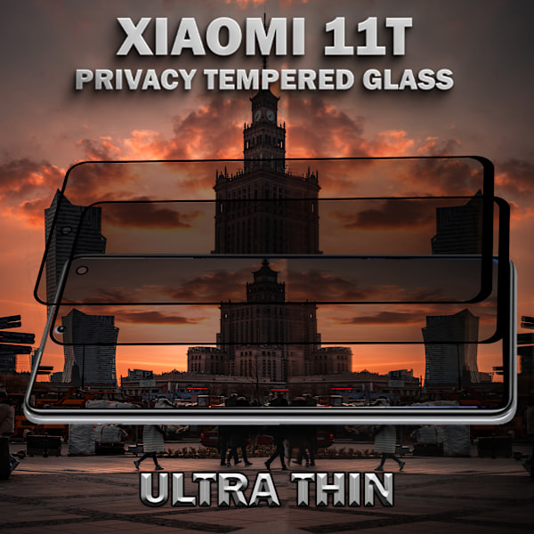 2-Pack Privacy Skärmskydd For Xiaomi 11T - Härdat Glas 9H - Super Kvalitet 3D