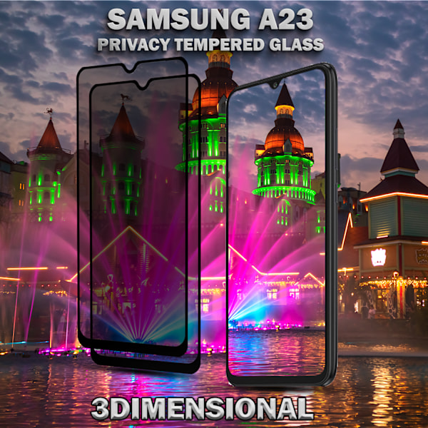 2-Pack Privacy Skärmskydd For Samsung A23 - Härdat Glas 9H - Super Kvalitet 3D