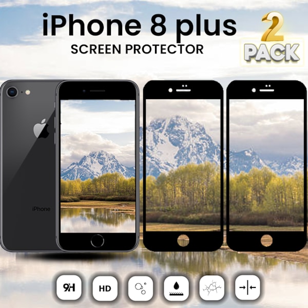 2-Pack IPHONE 8 PLUS Näytönsuoja - Karkaistu Lasi 9H - Super laatu 3D