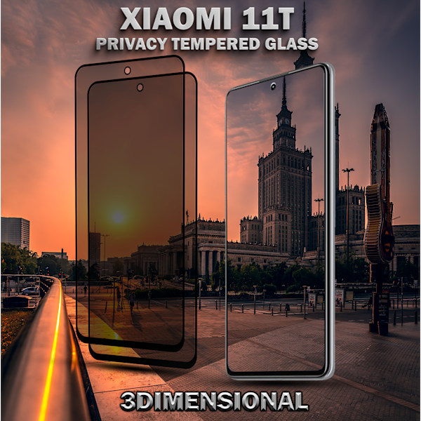 2-Pack Privacy Skärmskydd For Xiaomi 11T - Härdat Glas 9H - Super Kvalitet 3D