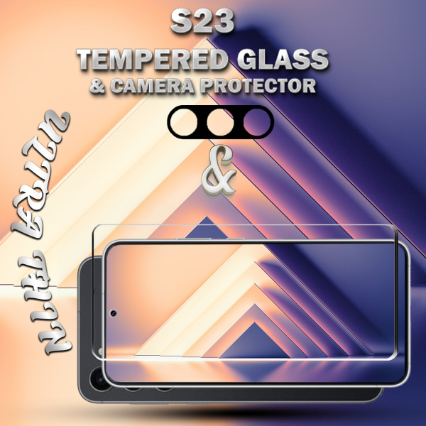 1-Pack Samsung S23 Skärmskydd & 1-Pack linsskydd - Härdat Glas 9H - Super kvalitet 3D