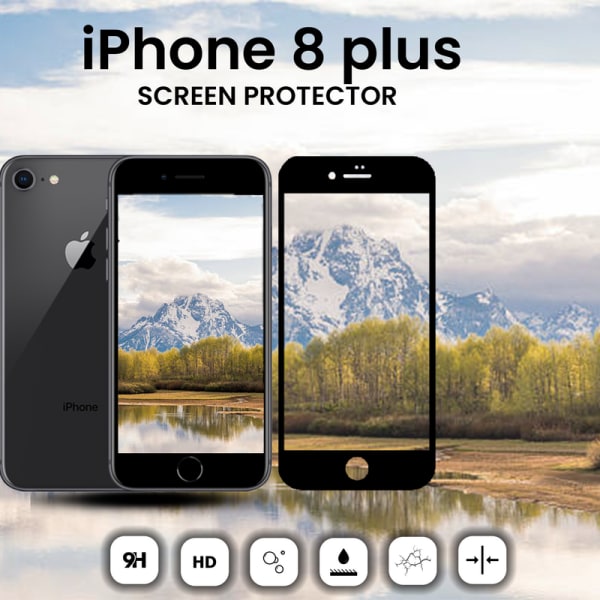iPhone 8 Plus Svart - Härdat Glas 9H - Super Kvalitet 3D
