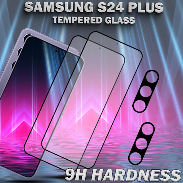 2-Pack SAMSUNG S24 PLUS Näytönsuoja & 2-Pack linssinsuoja - Karkaistu Lasi 9H - Super laatu 3D