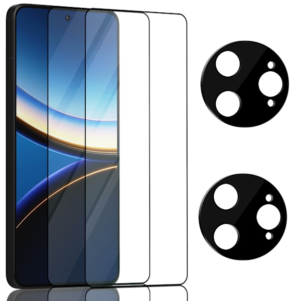 2-Pack Xiaomi Poco F7 Pro Näytönsuoja & 2-Pack linssinsuoja - Karkaistu Lasi 9H - Super laatu 3D