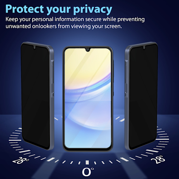 2-Pack Samsung A15 Privacy Skärmskydd - Härdat Glas 9H - Super kvalitet 3D