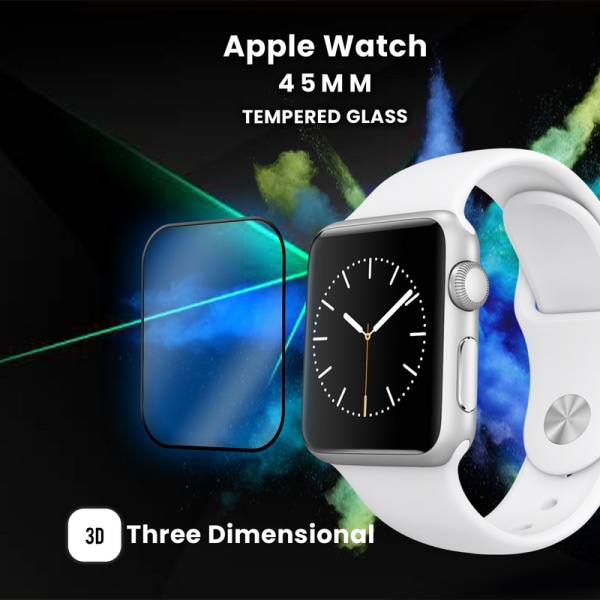Apple Watch 45mm – Härdat glas 9H – Super kvalitet 3D Skärmskydd