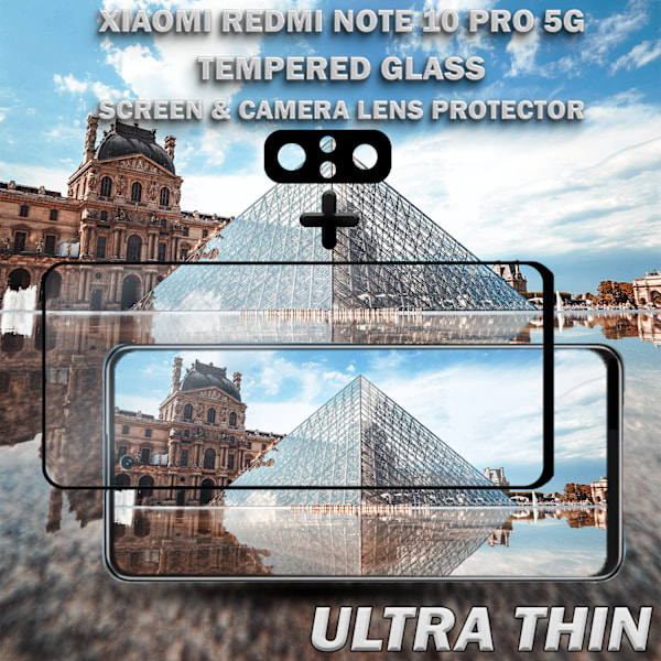 1-Pack XIAOMI REDMI NOTE 10 PRO Skærmbeskyttelse & 1-Pack linsebeskyttelse - Hærdet Glas 9H - Super kvalitet 3D