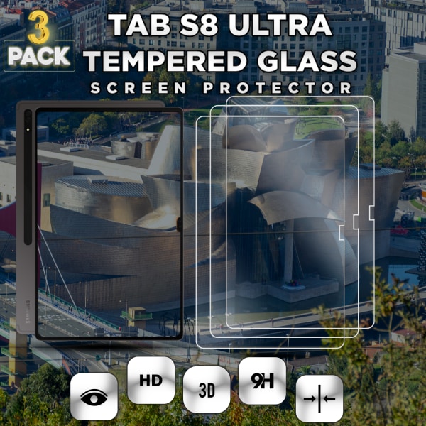 3-Pack Samsung Galaxy Tab S8 Ultra - Härdat Glas 9H - Super Kvalitet Skärmskydd
