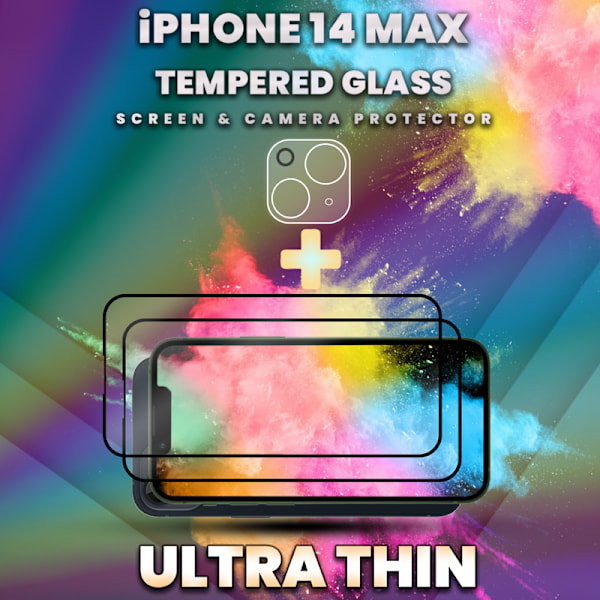 2-Pack iPhone 14 Max - skärmskydd & linsskydd - härdat glas 9H