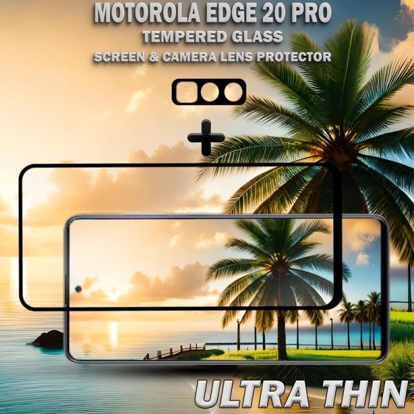 1-Pack Motorola EDGE 20 Pro Skärmskydd & 1-Pack linsskydd - Härdat Glas 9H - Super kvalitet 3D