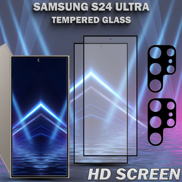 2-Pack SAMSUNG S24 ULTRA Skärmskydd & 2-Pack linsskydd - Härdat Glas 9H - Super kvalitet 3D