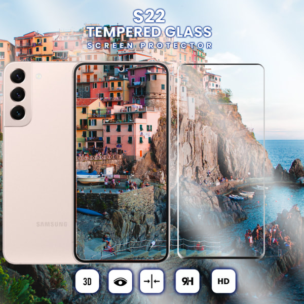 Samsung S22 5G - Härdat Glas 9H - Super kvalitet 3D Skärmskydd